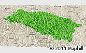 Political 3D Map of Bomi, shaded relief outside