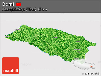 Political 3D Map of Bomi, single color outside