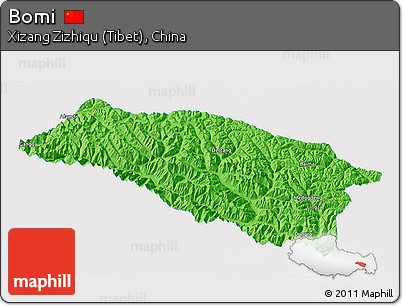 Political 3D Map of Bomi, single color outside