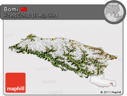 Satellite 3D Map of Bomi, cropped outside