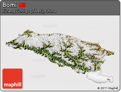 Satellite 3D Map of Bomi, cropped outside