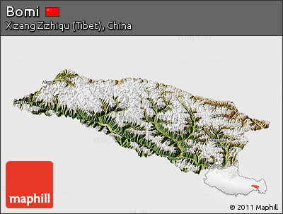Satellite 3D Map of Bomi, cropped outside