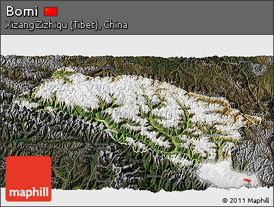 Satellite 3D Map of Bomi, darken