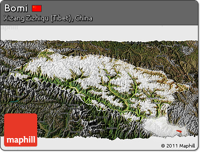 Satellite 3D Map of Bomi, darken