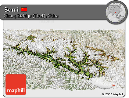 Satellite 3D Map of Bomi, lighten