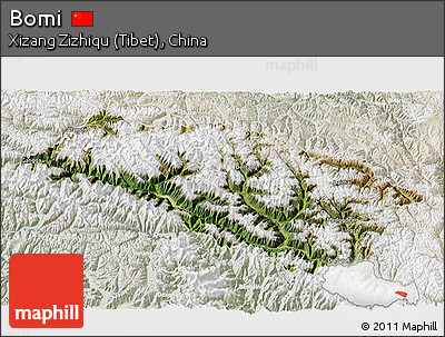 Satellite 3D Map of Bomi, lighten