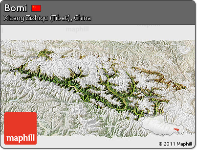 Satellite 3D Map of Bomi, lighten