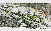 Satellite 3D Map of Bomi, semi-desaturated