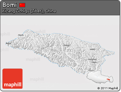 Silver Style 3D Map of Bomi, single color outside