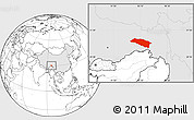 Blank Location Map of Bomi, highlighted country