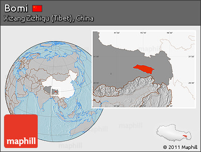 Gray Location Map of Bomi, highlighted country, highlighted parent region, hill shading