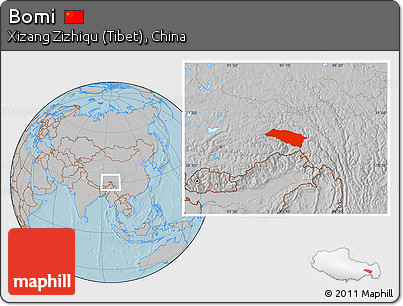 Gray Location Map of Bomi, hill shading