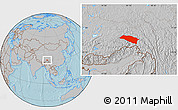 Gray Location Map of Bomi, hill shading