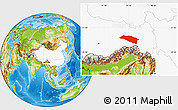 Physical Location Map of Bomi, highlighted country