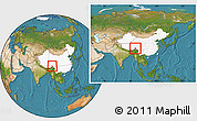 Satellite Location Map of Bomi, highlighted country, within the entire country