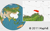 Satellite Location Map of Bomi, highlighted country