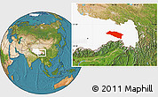 Satellite Location Map of Bomi, highlighted parent region
