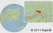 Savanna Style Location Map of Bomi, hill shading