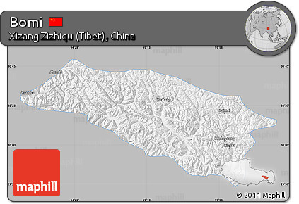 Gray Map of Bomi, single color outside