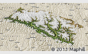 Satellite Map of Bomi, shaded relief outside