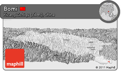 Gray Panoramic Map of Bomi