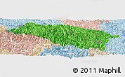Political Panoramic Map of Bomi, lighten