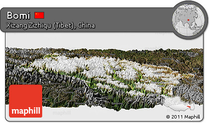 Satellite Panoramic Map of Bomi, darken