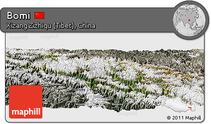 Satellite Panoramic Map of Bomi, semi-desaturated