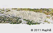 Shaded Relief Panoramic Map of Bomi, satellite outside