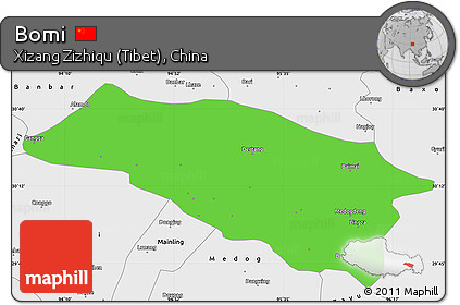 Political Simple Map of Bomi, single color outside, borders and labels