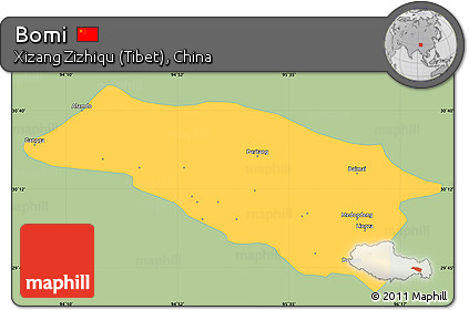 Savanna Style Simple Map of Bomi, single color outside