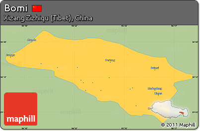 Savanna Style Simple Map of Bomi, single color outside