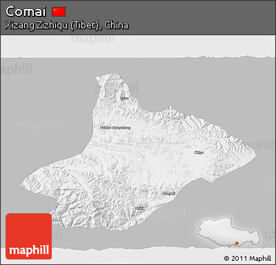 Gray 3D Map of Comai, single color outside