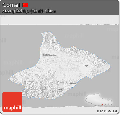 Gray 3D Map of Comai, single color outside