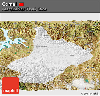 Physical 3D Map of Comai, satellite outside