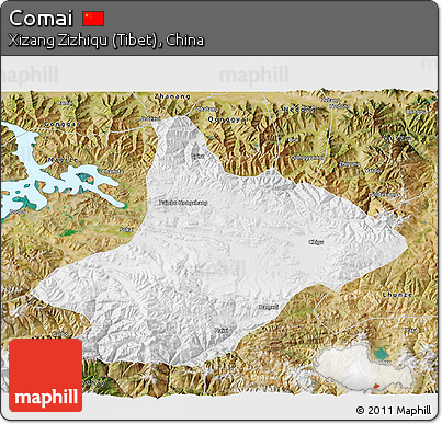 Physical 3D Map of Comai, satellite outside