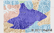 Political 3D Map of Comai, lighten