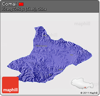Political 3D Map of Comai, single color outside