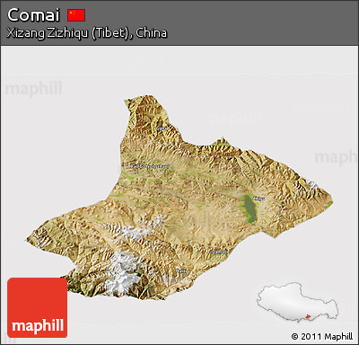 Satellite 3D Map of Comai, cropped outside