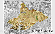 Satellite 3D Map of Comai, lighten, desaturated
