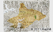 Satellite 3D Map of Comai, lighten, semi-desaturated