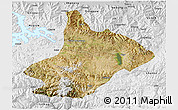 Satellite 3D Map of Comai, physical outside