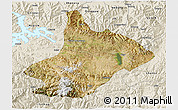 Satellite 3D Map of Comai, shaded relief outside