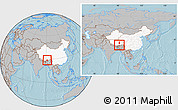 Gray Location Map of Comai, highlighted country, within the entire country, hill shading