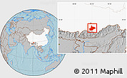 Gray Location Map of Comai, highlighted country, hill shading
