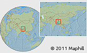Savanna Style Location Map of Comai, within the entire country, hill shading
