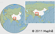Savanna Style Location Map of Comai, highlighted country, within the entire country, hill shading