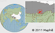 Savanna Style Location Map of Comai, highlighted country, highlighted parent region, hill shading