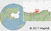 Savanna Style Location Map of Comai, highlighted country, hill shading