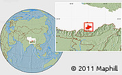 Savanna Style Location Map of Comai, highlighted parent region, hill shading